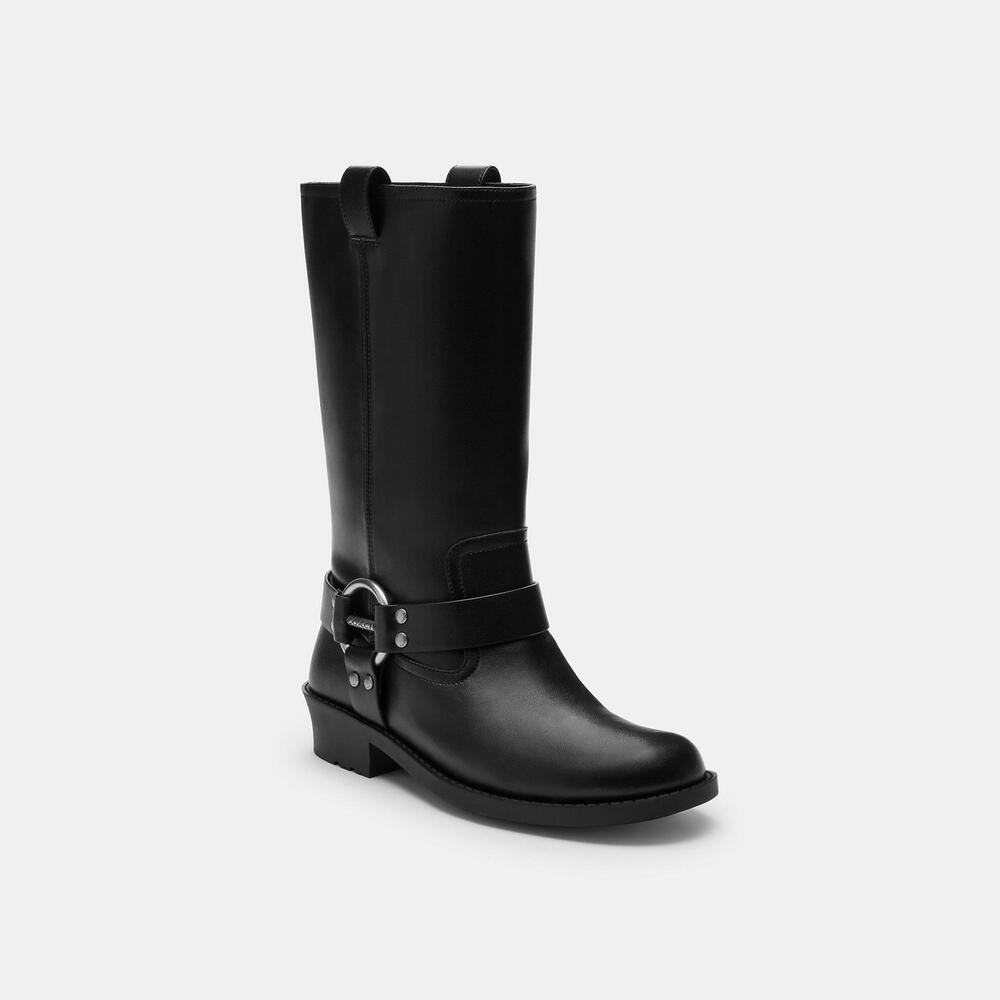 Coach Outlet Harness Boot Black Size 8 Brand New